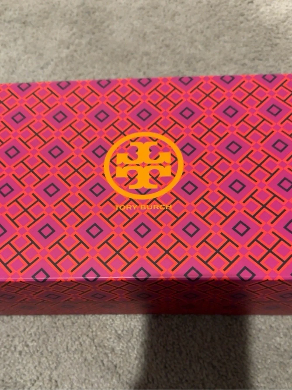 Tory Burch Blush Pink Leather Logo Thong Sandals with Gold Logo